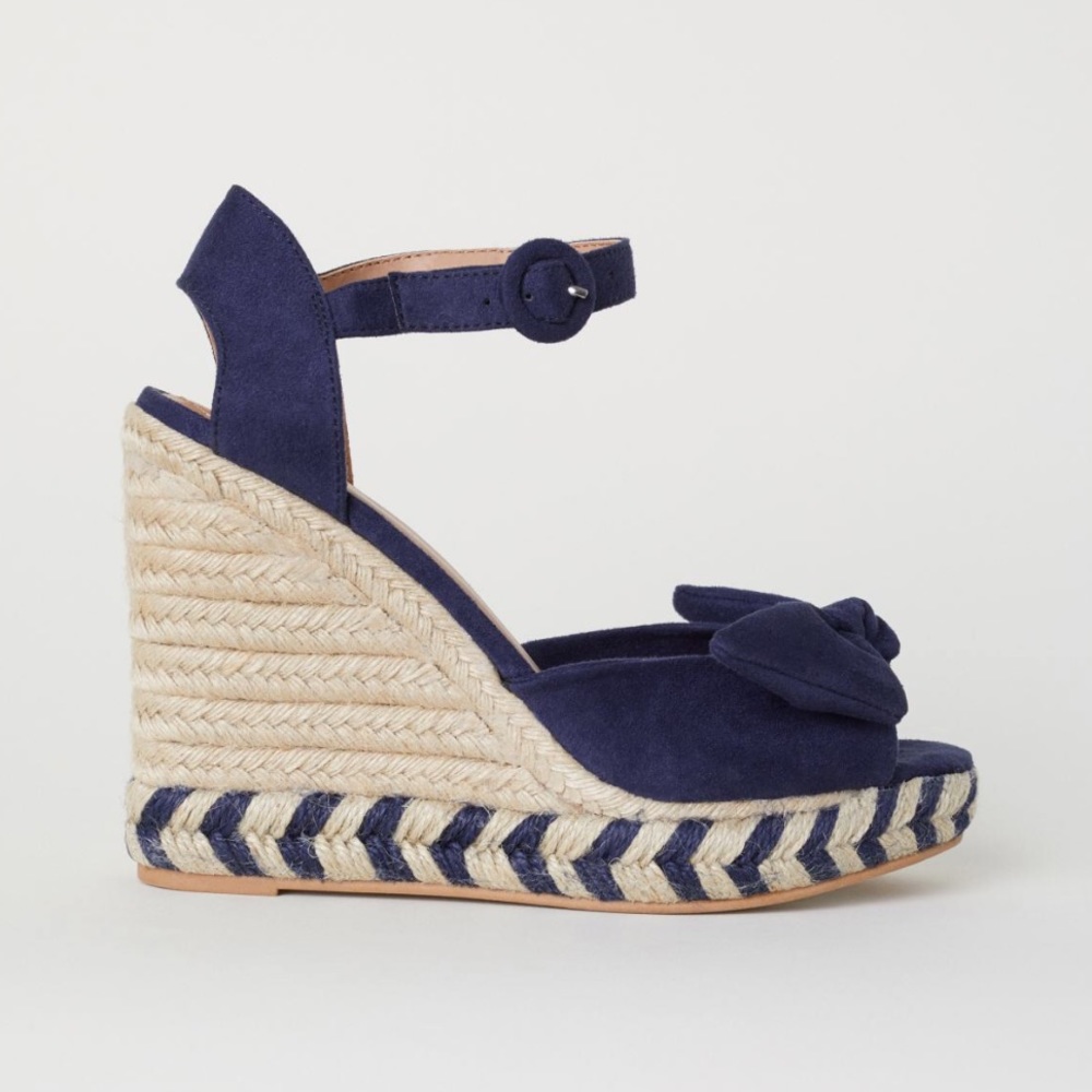 H&M Navy blue Wedge Espadrille sandals